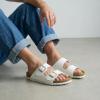 image:imageCUSHIONAIRE Lane Cork Footbed Mens Sandals Adjustable Buckle Comfort Slides for Men Genuine Leather Insole Summer Sandals Men FootwearWhite Nappa