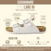 image:imageCUSHIONAIRE Lane Cork Footbed Mens Sandals Adjustable Buckle Comfort Slides for Men Genuine Leather Insole Summer Sandals Men FootwearWhite Nappa