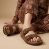image:imageCUSHIONAIRE Lane Cork Footbed Sandals for Women  Comfortable Double Buckle SlipOn with Genuine Suede Footbed amp Arch Support Slides for Women FootwearBrown Vegan Suede