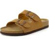 image:imageCUSHIONAIRE Lane Cork Footbed Sandals for Women  Comfortable Double Buckle SlipOn with Genuine Suede Footbed amp Arch Support Slides for Women FootwearTan Vegan Suede