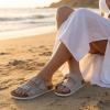 image:imageCUSHIONAIRE Lane Cork Footbed Sandals for Women  Comfortable Double Buckle SlipOn with Genuine Suede Footbed amp Arch Support Slides for Women FootwearStone Vegan Suede