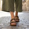 image:imageCUSHIONAIRE Lane Cork Footbed Sandals for Women  Comfortable Double Buckle SlipOn with Genuine Suede Footbed amp Arch Support Slides for Women FootwearBrown Rugged