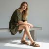 image:imageCUSHIONAIRE Lane Cork Footbed Sandals for Women  Comfortable Double Buckle SlipOn with Genuine Suede Footbed amp Arch Support Slides for Women FootwearBrown