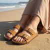 image:imageCUSHIONAIRE Lane Cork Footbed Sandals for Women  Comfortable Double Buckle SlipOn with Genuine Suede Footbed amp Arch Support Slides for Women FootwearTan Vegan Suede