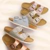 image:imageCUSHIONAIRE Lane Cork Footbed Sandals for Women  Comfortable Double Buckle SlipOn with Genuine Suede Footbed amp Arch Support Slides for Women FootwearSilver
