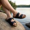 image:imageCUSHIONAIRE Lane Cork Footbed Sandals for Women  Comfortable Double Buckle SlipOn with Genuine Suede Footbed amp Arch Support Slides for Women FootwearBlack Nappa