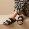 image:imageCUSHIONAIRE Lane Cork Footbed Sandals for Women  Comfortable Double Buckle SlipOn with Genuine Suede Footbed amp Arch Support Slides for Women FootwearBlack Nappa