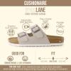 image:imageCUSHIONAIRE Lane Cork Footbed Sandals for Women  Comfortable Double Buckle SlipOn with Genuine Suede Footbed amp Arch Support Slides for Women FootwearStone Vegan Suede