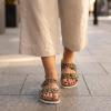 image:imageCUSHIONAIRE Lane Cork Footbed Sandals for Women  Comfortable Double Buckle SlipOn with Genuine Suede Footbed amp Arch Support Slides for Women FootwearLeopard