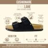 image:imageCUSHIONAIRE Lane Cork Footbed Sandals for Women  Comfortable Double Buckle SlipOn with Genuine Suede Footbed amp Arch Support Slides for Women FootwearBlack Vegan Suede