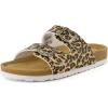 image:imageCUSHIONAIRE Lane Cork Footbed Sandals for Women  Comfortable Double Buckle SlipOn with Genuine Suede Footbed amp Arch Support Slides for Women FootwearLeopard