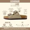 image:imageCUSHIONAIRE Lane Cork Footbed Sandals for Women  Comfortable Double Buckle SlipOn with Genuine Suede Footbed amp Arch Support Slides for Women FootwearTaupe Vegan Suede