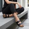 image:imageCUSHIONAIRE Lane Cork Footbed Sandals for Women  Comfortable Double Buckle SlipOn with Genuine Suede Footbed amp Arch Support Slides for Women FootwearBlack Oily