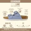 image:imageCUSHIONAIRE Lane Cork Footbed Sandals for Women  Comfortable Double Buckle SlipOn with Genuine Suede Footbed amp Arch Support Slides for Women FootwearLt Blue Vegan Suede
