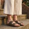image:imageCUSHIONAIRE Lane Cork Footbed Sandals for Women  Comfortable Double Buckle SlipOn with Genuine Suede Footbed amp Arch Support Slides for Women FootwearBrown Rugged