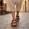 image:imageCUSHIONAIRE Lane Cork Footbed Sandals for Women  Comfortable Double Buckle SlipOn with Genuine Suede Footbed amp Arch Support Slides for Women FootwearBrown Nappa