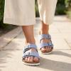 image:imageCUSHIONAIRE Lane Cork Footbed Sandals for Women  Comfortable Double Buckle SlipOn with Genuine Suede Footbed amp Arch Support Slides for Women FootwearLt Blue Vegan Suede