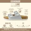 image:imageCUSHIONAIRE Lane Cork Footbed Sandals for Women  Comfortable Double Buckle SlipOn with Genuine Suede Footbed amp Arch Support Slides for Women FootwearSilver