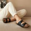 image:imageCUSHIONAIRE Lane Cork Footbed Sandals for Women  Comfortable Double Buckle SlipOn with Genuine Suede Footbed amp Arch Support Slides for Women FootwearBlack Oily