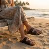 image:imageCUSHIONAIRE Lane Cork Footbed Sandals for Women  Comfortable Double Buckle SlipOn with Genuine Suede Footbed amp Arch Support Slides for Women FootwearBrown Nappa