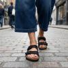 image:imageCUSHIONAIRE Lane Cork Footbed Sandals for Women  Comfortable Double Buckle SlipOn with Genuine Suede Footbed amp Arch Support Slides for Women FootwearBlack