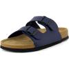 image:imageCUSHIONAIRE Lane Cork Footbed Sandals for Women  Comfortable Double Buckle SlipOn with Genuine Suede Footbed amp Arch Support Slides for Women FootwearNavy Nappa