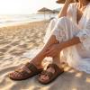 image:imageCUSHIONAIRE Lane Cork Footbed Sandals for Women  Comfortable Double Buckle SlipOn with Genuine Suede Footbed amp Arch Support Slides for Women FootwearBrown Vegan Suede