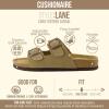 image:imageCUSHIONAIRE Lane Cork Footbed Sandals for Women  Comfortable Double Buckle SlipOn with Genuine Suede Footbed amp Arch Support Slides for Women FootwearTaupe