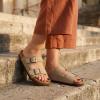 image:imageCUSHIONAIRE Lane Cork Footbed Sandals for Women  Comfortable Double Buckle SlipOn with Genuine Suede Footbed amp Arch Support Slides for Women FootwearTaupe Vegan Suede