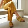 image:imageCUSHIONAIRE Lane Cork Footbed Sandals for Women  Comfortable Double Buckle SlipOn with Genuine Suede Footbed amp Arch Support Slides for Women FootwearYellow Vegan Suede