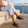 image:imageCUSHIONAIRE Lane Cork Footbed Sandals for Women  Comfortable Double Buckle SlipOn with Genuine Suede Footbed amp Arch Support Slides for Women FootwearNavy Nappa