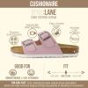 image:imageCUSHIONAIRE Lane Cork Footbed Sandals for Women  Comfortable Double Buckle SlipOn with Genuine Suede Footbed amp Arch Support Slides for Women FootwearPink Vegan Suede