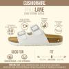 image:imageCUSHIONAIRE Lane Cork Footbed Sandals for Women  Comfortable Double Buckle SlipOn with Genuine Suede Footbed amp Arch Support Slides for Women FootwearWhite