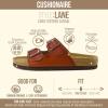 image:imageCUSHIONAIRE Lane Cork Footbed Sandals for Women  Comfortable Double Buckle SlipOn with Genuine Suede Footbed amp Arch Support Slides for Women FootwearCognac
