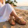 image:imageCUSHIONAIRE Lane Cork Footbed Sandals for Women  Comfortable Double Buckle SlipOn with Genuine Suede Footbed amp Arch Support Slides for Women FootwearTan Vegan Suede