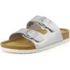 image:imageCUSHIONAIRE Lane Cork Footbed Sandals for Women  Comfortable Double Buckle SlipOn with Genuine Suede Footbed amp Arch Support Slides for Women FootwearSilver
