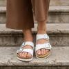 image:imageCUSHIONAIRE Lane Cork Footbed Sandals for Women  Comfortable Double Buckle SlipOn with Genuine Suede Footbed amp Arch Support Slides for Women FootwearWhite