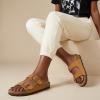 image:imageCUSHIONAIRE Lane Cork Footbed Sandals for Women  Comfortable Double Buckle SlipOn with Genuine Suede Footbed amp Arch Support Slides for Women FootwearTan Vegan Suede