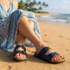 image:imageCUSHIONAIRE Lane Cork Footbed Sandals for Women  Comfortable Double Buckle SlipOn with Genuine Suede Footbed amp Arch Support Slides for Women FootwearNavy Nappa