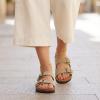 image:imageCUSHIONAIRE Lane Cork Footbed Sandals for Women  Comfortable Double Buckle SlipOn with Genuine Suede Footbed amp Arch Support Slides for Women FootwearTaupe Vegan Suede