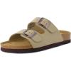 image:imageCUSHIONAIRE Lane Cork Footbed Sandals for Women  Comfortable Double Buckle SlipOn with Genuine Suede Footbed amp Arch Support Slides for Women FootwearTaupe Vegan Suede
