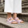 image:imageCUSHIONAIRE Lane Cork Footbed Sandals for Women  Comfortable Double Buckle SlipOn with Genuine Suede Footbed amp Arch Support Slides for Women FootwearPink Vegan Suede