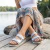 image:imageCUSHIONAIRE Lane Cork Footbed Sandals for Women  Comfortable Double Buckle SlipOn with Genuine Suede Footbed amp Arch Support Slides for Women FootwearSilver