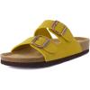 image:imageCUSHIONAIRE Lane Cork Footbed Sandals for Women  Comfortable Double Buckle SlipOn with Genuine Suede Footbed amp Arch Support Slides for Women FootwearYellow Vegan Suede