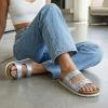 image:imageCUSHIONAIRE Lane Cork Footbed Sandals for Women  Comfortable Double Buckle SlipOn with Genuine Suede Footbed amp Arch Support Slides for Women FootwearSilver