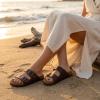 image:imageCUSHIONAIRE Lane Cork Footbed Sandals for Women  Comfortable Double Buckle SlipOn with Genuine Suede Footbed amp Arch Support Slides for Women FootwearBrown Nappa