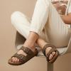 image:imageCUSHIONAIRE Lane Cork Footbed Sandals for Women  Comfortable Double Buckle SlipOn with Genuine Suede Footbed amp Arch Support Slides for Women FootwearBrown Rugged