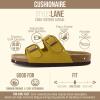 image:imageCUSHIONAIRE Lane Cork Footbed Sandals for Women  Comfortable Double Buckle SlipOn with Genuine Suede Footbed amp Arch Support Slides for Women FootwearYellow Vegan Suede