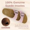 image:imageCUSHIONAIRE Lane Cork Footbed Sandals for Women  Comfortable Double Buckle SlipOn with Genuine Suede Footbed amp Arch Support Slides for Women FootwearPink Vegan Suede