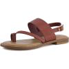 image:imageCUSHIONAIRE Leader Womens Strappy Sandal  Premium Faux Leather Toe Loop Flat with Adjustable Ankle Strap amp Cushioned FootbedCognac
